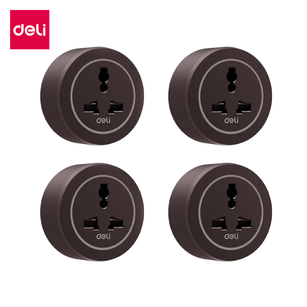 อแดปเตอร์ DELI ET889-BK-04 2500W 10A สีดำ 4 ชิ้น_0